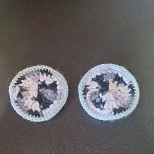 Handcrafted Crochet Coasters Set Of Two - Black and Gray, For Your Car Are Home.